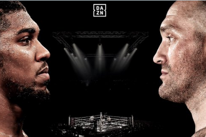 Ilustrasi poster pertandingan tinju Anthony Joshua (kiri) vs Tyson Fury (kanan)