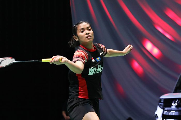 Pebulu tangkis tunggal putri Indonesia, Gregoria Mariska Tunjung, tampil pada babak pertama Japan Open 2019 di Musashino Forest Plaza, Tokyo, Jepang, Selasa (23/7/2019).