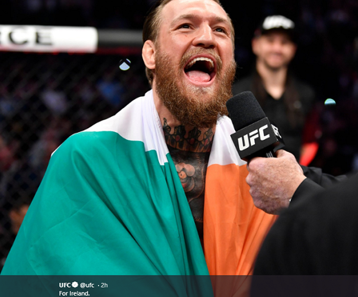 Petarung UFC asal Republik Irlandia, Conor McGregor, baru saja menang atas Donald Cerrone pada UFC 246 di T-Mobile Arena, Las Vegas, Minggu (19/1/2020). Dalam laga tersebut, McGregor dinyatakan menang secara TKO dengan waktu 40 detik di ronde pertama. 