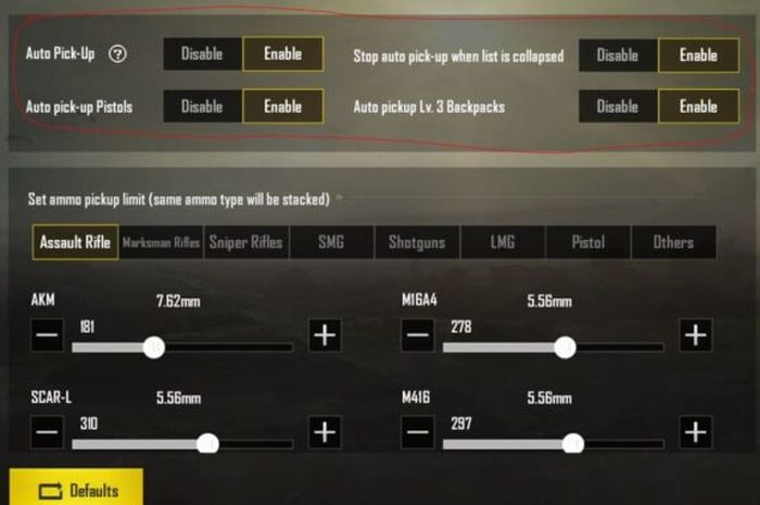 Weapon pick-up option in BGMI