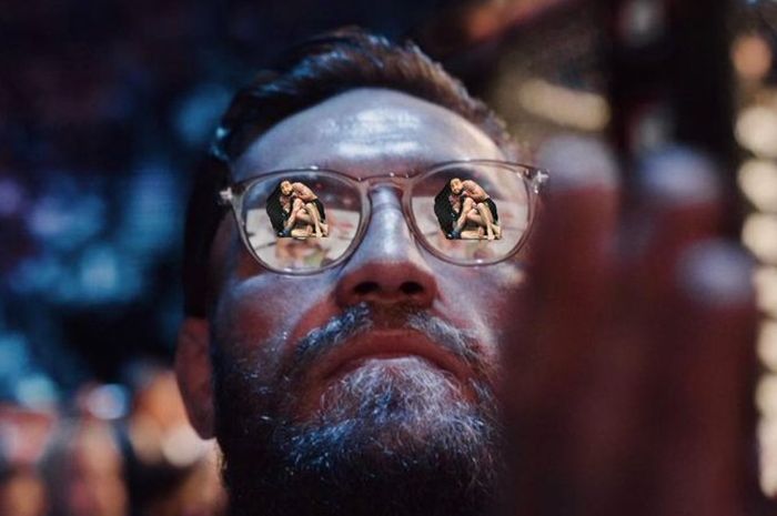 Unggahan Belal Muhammad yang menjadikan foto Conor McGregor sebagai bahan guyonan.