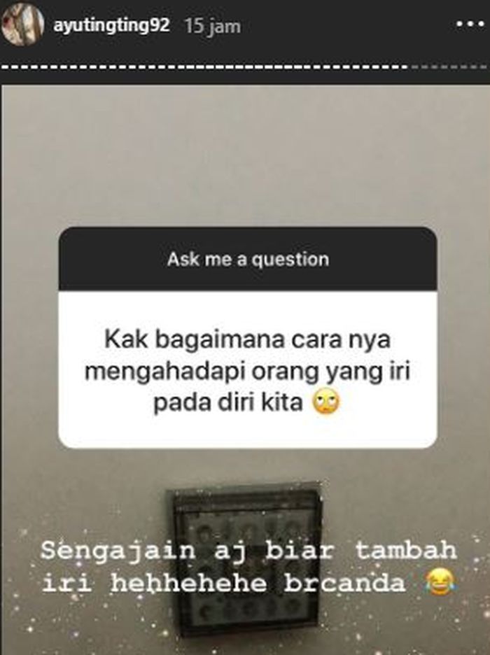 Unggahan Ayu Ting Ting di Insta Story