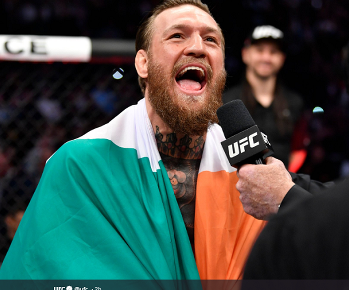 Petarung UFC asal Republik Irlandia, Conor McGregor, baru saja menang atas Donald Cerrone pada UFC 246 di T-Mobile Arena, Las Vegas, Minggu (19/1/2020). Dalam laga tersebut, McGregor dinyatakan menang secara TKO dengan waktu 40 detik di ronde pertama. 