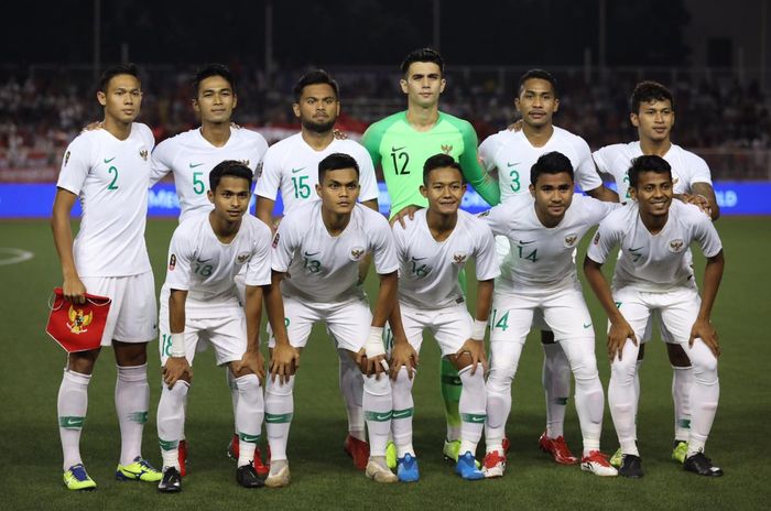 Skuad timnas U-22 Indonesia melawan Vietnam.