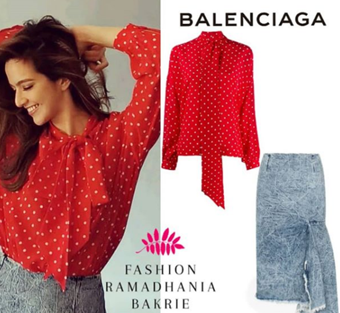 Balenciaga Women's Polka Dot Vareuse Rp15.400.000. Balenciaga Blue Asymmetric Frayed Denim Skirt Rp.12.400.000.