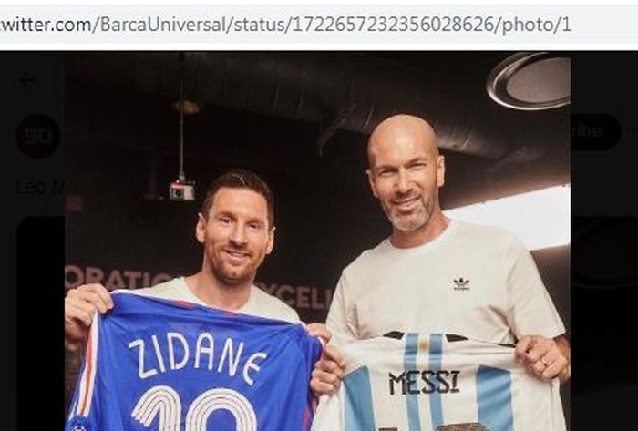 Dua ikon sepak bola dunia, Lionel Messi dan Zinedine Zidane.