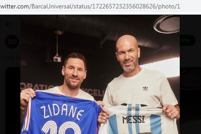 Dua ikon sepak bola dunia, Lionel Messi dan Zinedine Zidane.