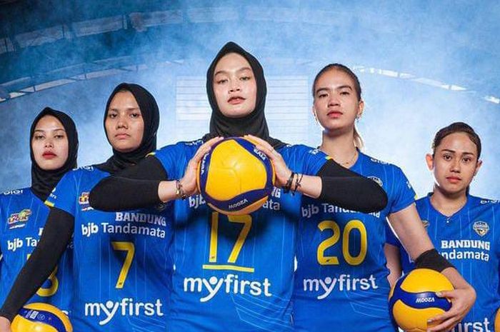 Jajaran pemain tim bola voli putri Bandung BJB Tandamata untuk Proliga 2023