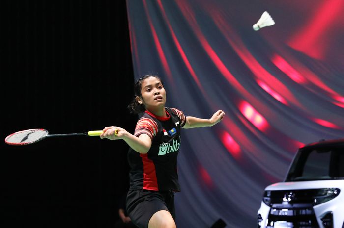 Pebulu tangkis tunggal putri Indonesia, Gregoria Mariska Tunjung, tampil pada babak pertama Japan Open 2019 di Musashino Forest Plaza, Tokyo, Jepang, Selasa (23/7/2019).