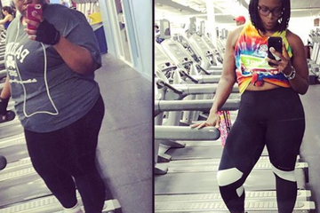 Liz Rock; Kiri saat berat badannya 159 kilogram, dan Kanan saat berat badannya sudah 68 kilogram.