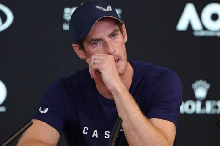 Andy Murray saat menghadiri sesi konferensi pers jelang Australian Open 2019 yang digelar Jumat (11/