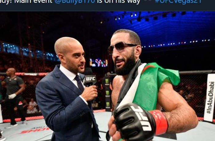 Petarung berdarah Palestina yang berkarier di kelas welter UFC, Belal Muhammad (kana) kembali meraih kemenangan pada UFC 288, Minggu (7/5/2023)