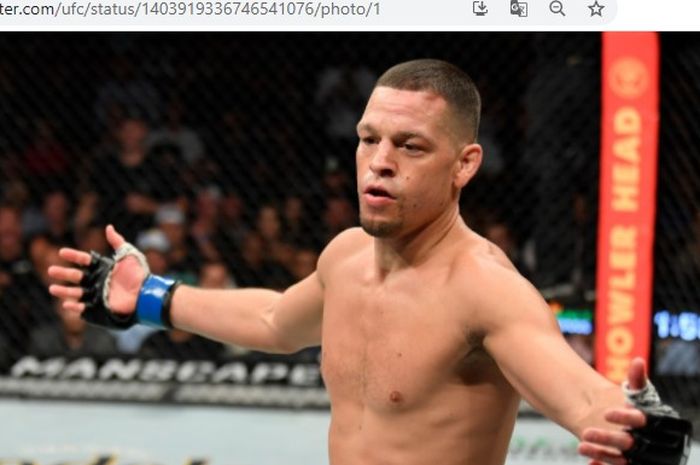 Petarung kelas welter UFC, Nate Diaz, saat melawan Leon Edwards pada UFC 263 silam (13/6/2021).