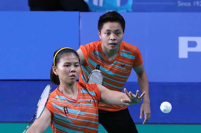 Greysia Polii/Apriyani Rahayu saat tampil di babak perempat final SEA Games 2019di Muntinlupa Sports Complex, Filipina, Sabtu (7/12/2019).