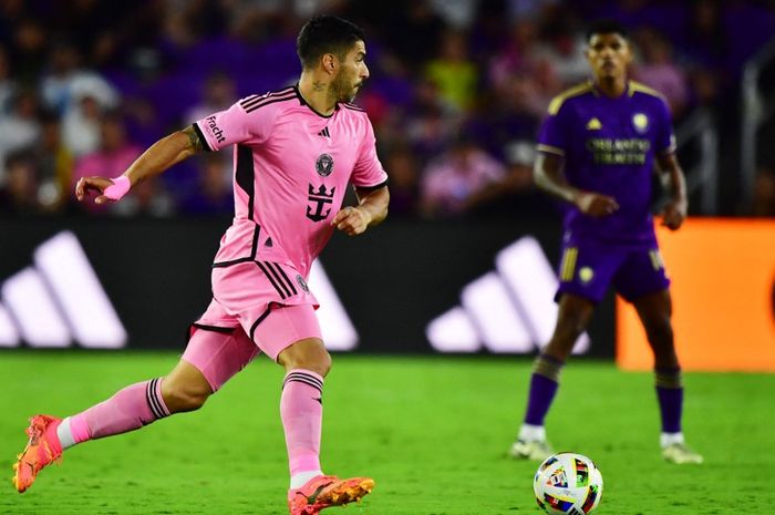 Aksi Luis Suarez dalam laga Orlando City vs Inter Miami, Rabu (16/5/2024) pagi WIB.