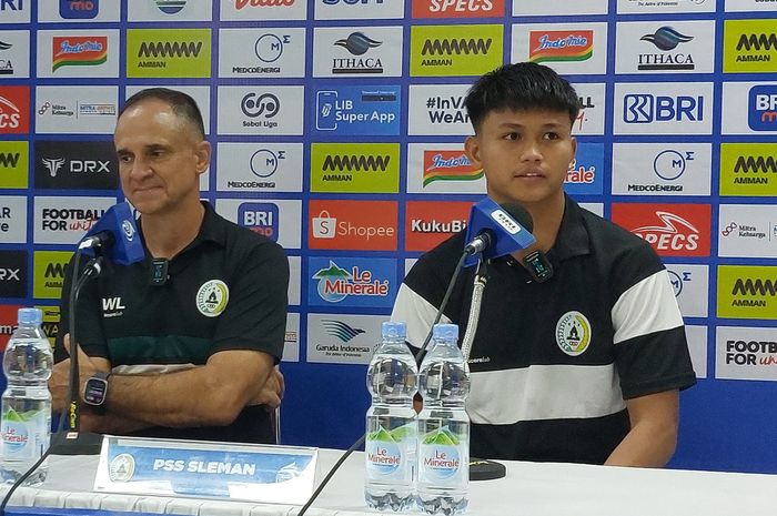 Striker PSS Sleman, Hokky Caraka, saat memberikan keterangan kepada media pasca laga melawan Arema FC, Jumat (20/9/2024).