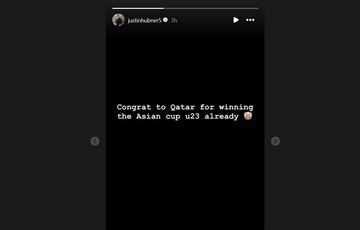 Unggahan Justin Hubner kepada timnas U-23 Qatar yang bernada sindiran.