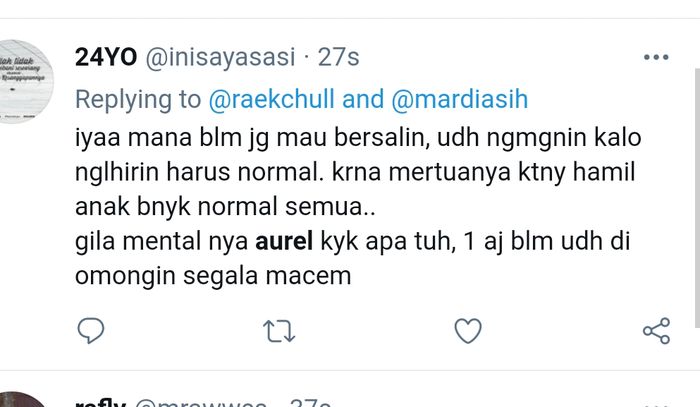 Komentar netizen tentang Aurel keguguran