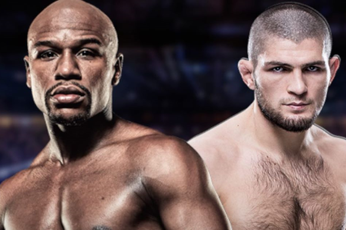 Petinju legendaris Floyd Mayweather (kiri) dan petarung UFC, Khabib Nurmagomedov (kanan).