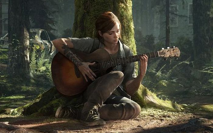 Ellie playing guitar in The Last of Us part 2