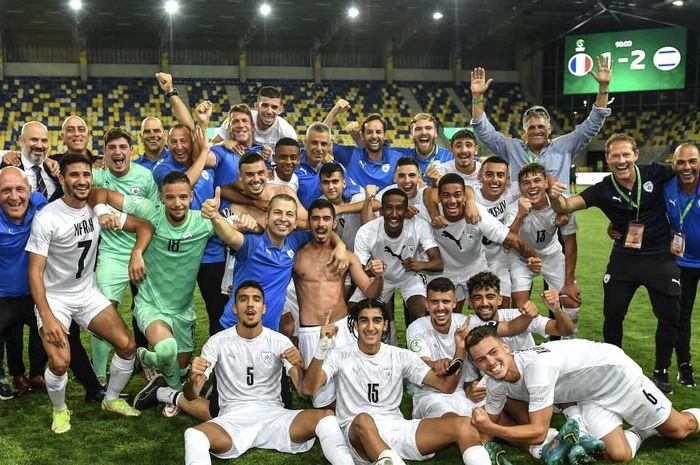 Selebrasi Israel usai merayakan kelolosan ke ajang Piala Dunia U-20 2023 di Indonesia