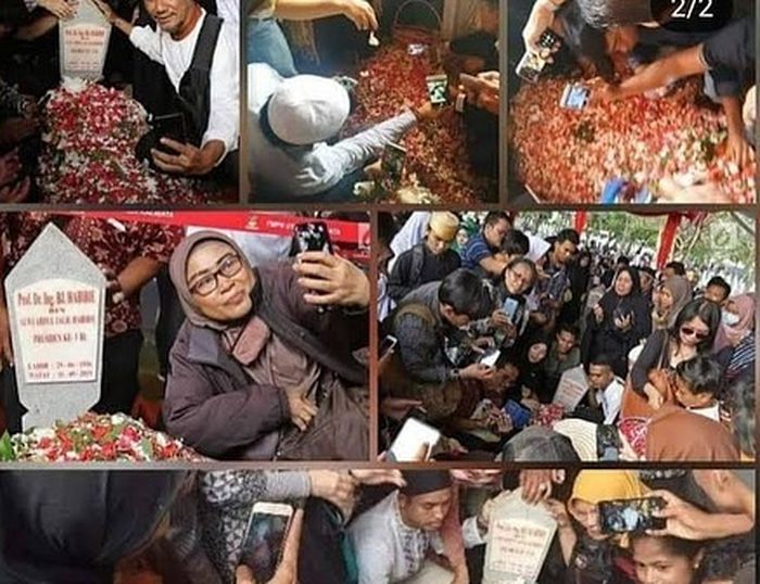 Ramai masyarakat selfie di makam BJ Habibie