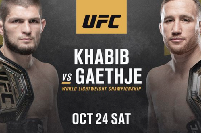 Khabib Nurmagomedov vs Justin Gaethje di UFC 254 pada 24 Oktober 2020.