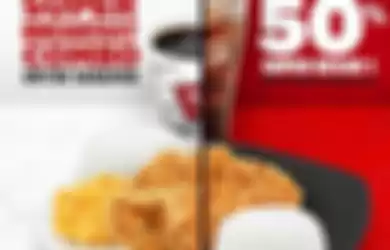 Promo KFC terbaru, dapatkan diskon 50% untuk belanja makan siang 50%