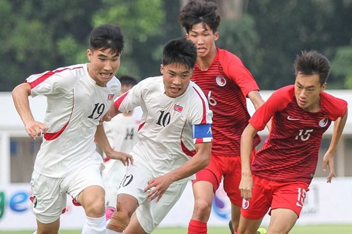 Laga pembuka Grup K Kualifikasi Piala Asia U-19 2020 antara timnas U-19 Korea Utara Vs timnas U-19 Hong Kong, di Stadion Madya, Jakarta, Rabu (6/11/2019).