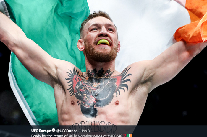 Petarung UFC, Conor McGregor, menangi laga kontra Donald Cerrone pada UFC 246 di T-Mobile Arena, Las Vegas, Amerika Serikat, Sabtu (18/1/2020).