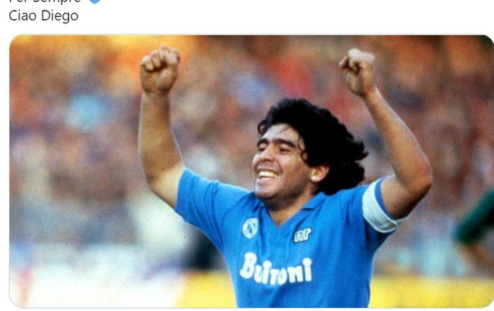 Cuitan duka Napoli atas berpulangnya Diego Maradona.