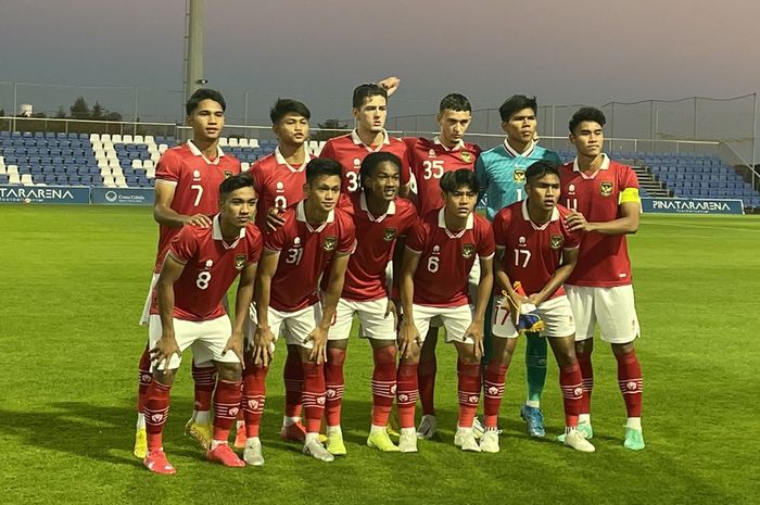 Pemain timnas U-20 Indonesia saat melawan timnas U-20 Prancis. 