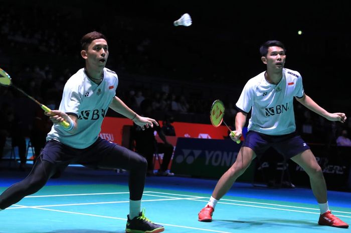 Pasangan ganda putra Indonesia, Fajar Alfian/Muhammad Rian Ardianto pada pertandingan perempat final Japan Open 2022, Jumat (2/9/2022)