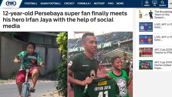 Seorang bonek cilik bernama I Gede Deni Sanjaya turut diberitakan Fox Sports Asia.