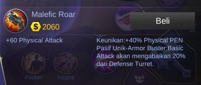 Item Malefic Roar Mobile Legends