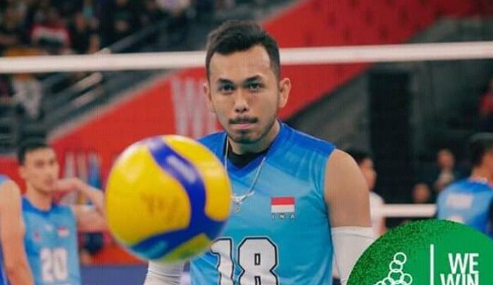 Aksi I Putu Randu Wahyu Pradana saat memperkuat Tim Voli Putra Indonesia dalam ajang SEA Games 2019