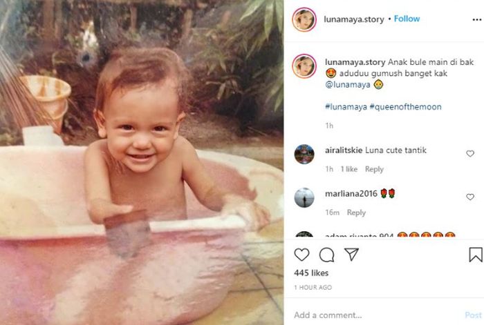 Potret lawas <a href='https://jambi.tribunnews.com/tag/luna-maya' title='Luna Maya'>Luna Maya</a> saat asyik mandi di bak.