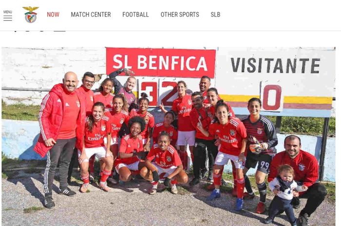 Tim sepak bola wanita Benfica menang dengan skor 32-0