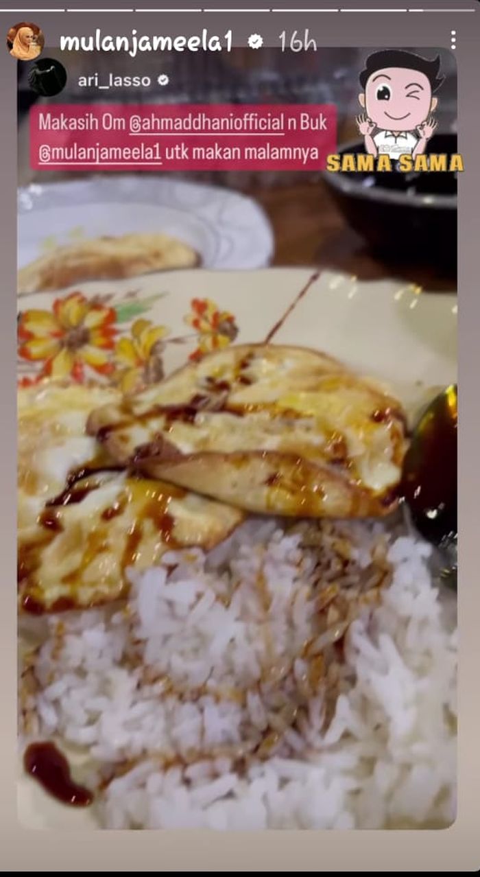 Mulan Jameela suguhi nasi telur dadar untuk Ari Lasso