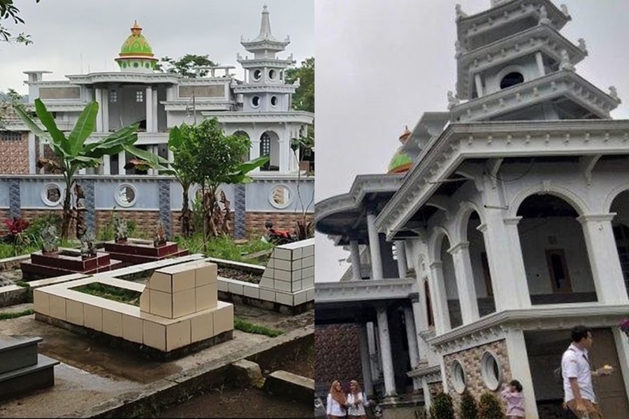 Penampakan rumah mewah Rp5 miliar di tengah kuburan.